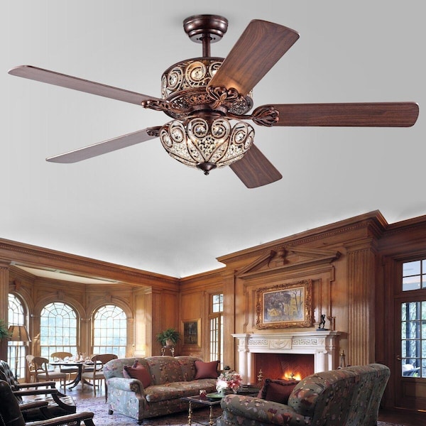 Warehouse Of Tiffany CFL-8370REMO-RB 52 in. Boot Indoor Remote Controlled Ceiling Fan with Light Kit, Bronze CFL-8370REMO/RB - main